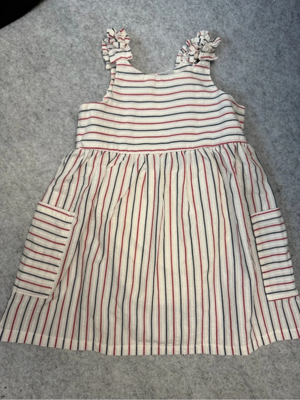 Carter's White Sundress with Red & Navy Stripes 12mo